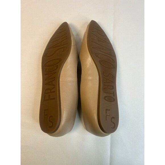 Franco Sarto Hilaria Leather Beige Pointed Toe Narrow Women Size 7 Flats Minimal - Picture 9 of 11